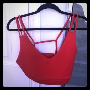 Red strappy crop top